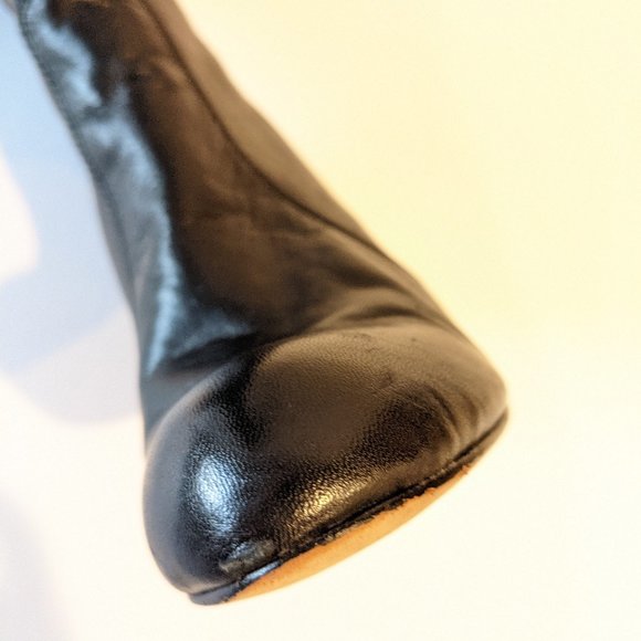 Corso Como Black Tall Leather Stiletto Heel Almond Toe Boots Women's Size 7 - Picture 13 of 15